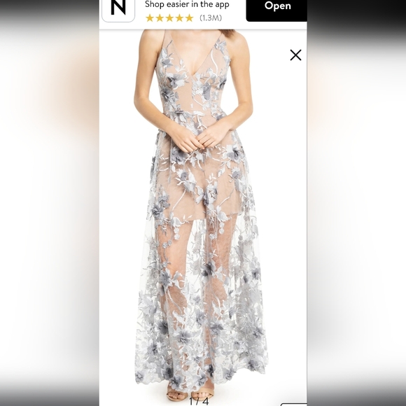 Dress the Population Dresses & Skirts - Dress the Population Silver Floral Backless Dress